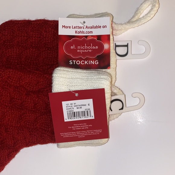 St. Nicholas Square (Kohl’s) cream & deep red knitted “Mini” Stockings C • B • D - Picture 15 of 16